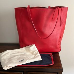 Shinola Red Leather Large Tote